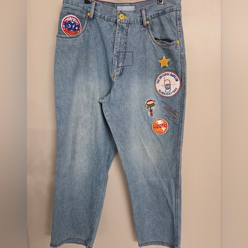 vintage Platinum FUBU "Harlem Globetrotters" baggy denim jeans 36x32
